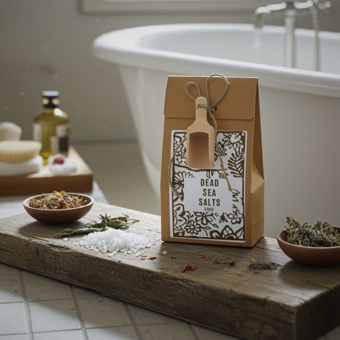 Agnes & Cat Badesalz Totes Meer 500 g – naturreines Badesalz mit Holzlöffel in Bad Ambiente