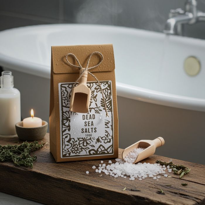 Agnes & Cat Badesalz Totes Meer 500 g – naturreines Badesalz mit Holzlöffel in Bad Ambiente