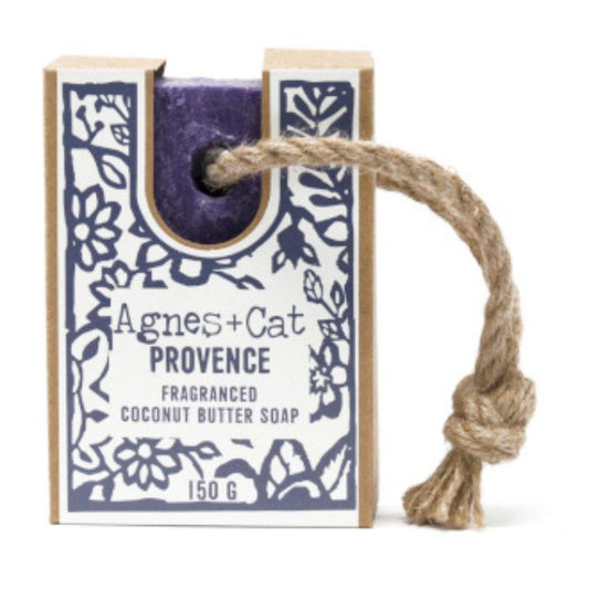 Agnes & Cat Seife an einem Seil Provence – vegane Naturseife handgemacht