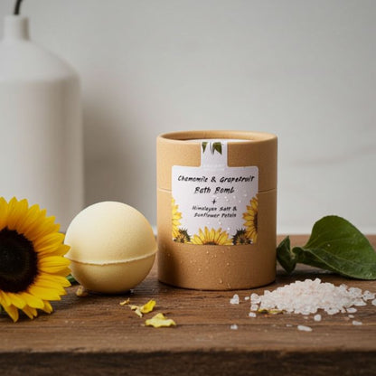 Aromatherapie Badeset – Sonnenblumen-Gelassenheit mit Badebombe & Himalaya-Salz - Ambiente Stmmung