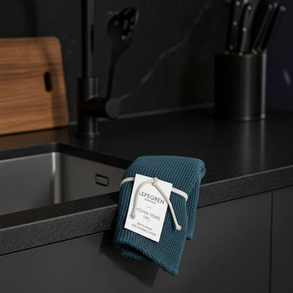 Aspegren Küchentuch Gestrickt Aqua Sea aus 100% Bio-Baumwolle, langlebig und plastikfrei