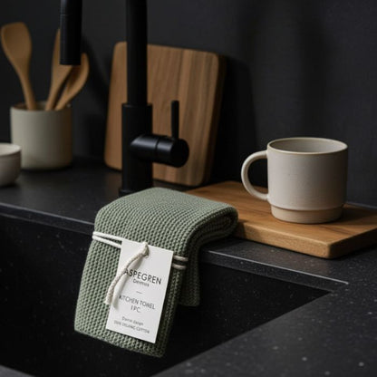 Aspegren Denmark Küchentuch Gestrickt Mint aus 100% Bio-Baumwolle, langlebig und plastikfrei