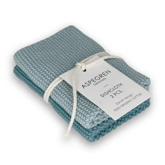 Gestrickte Spültücher Aqua im 2er-Set von Aspegren Denmark