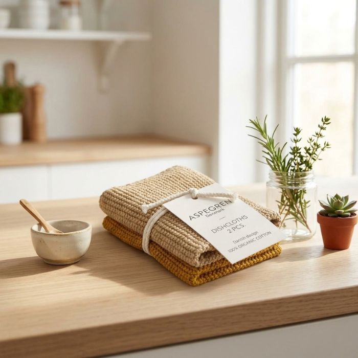 Aspegren Spültuch Gestrickt Senf 2er-Set aus 100% Bio-Baumwolle, langlebig und plastikfrei - Mekea Buchrain
