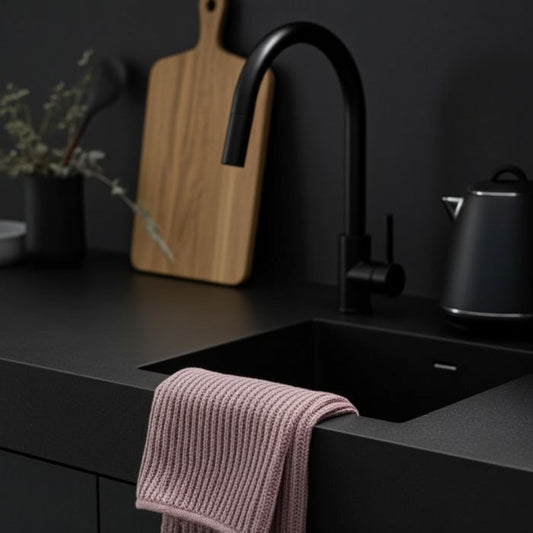 Aspegren Denmark Knitted Ripple Geschirrtuch Malve 26x26 cm