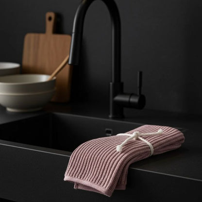 Aspegren Denmark Knitted Ripple Geschirrtuch Malve 26x26 cm