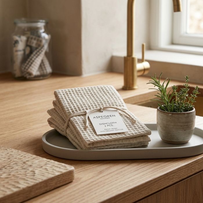 Aspegren Spültücher Nord Birke 2er-Set Bio-Baumwolle Waffel-Design in Küchenszene -Mekea Buchrain