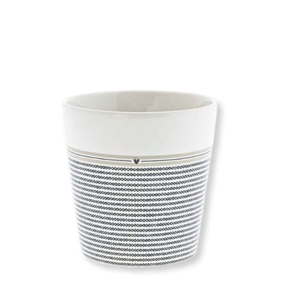 Becher - Weiss mit „Stripes little Heart“ in Schwarz, 210 ml