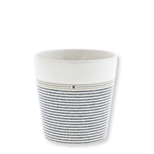 Becher - Weiss mit „Stripes little Heart“ in Schwarz, 210 ml