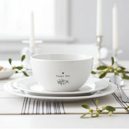 Bastion Collections Keramik Schüssel Weiss mit „Happy Day“ – Ambiente