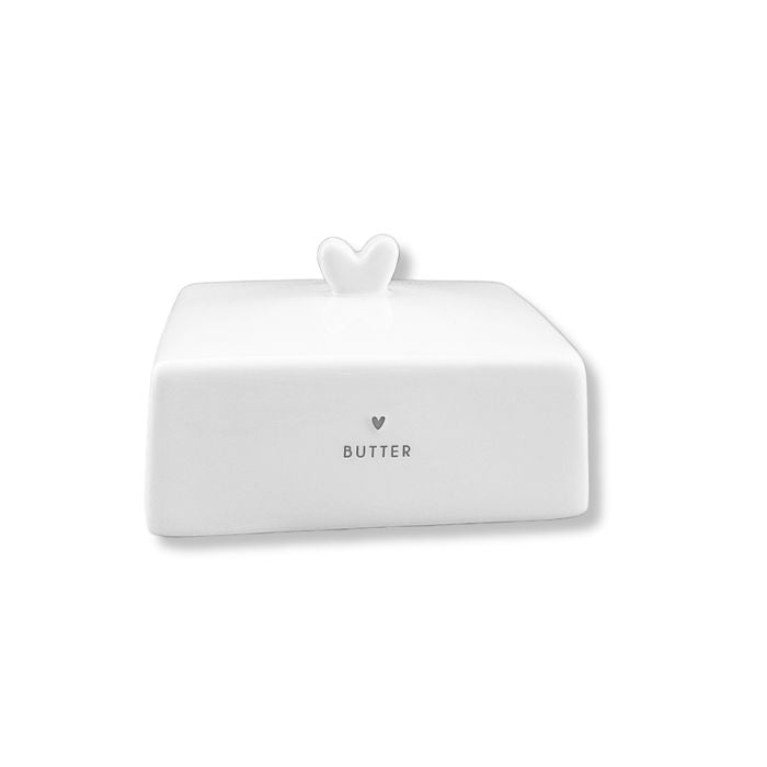 Bastion Collections Butterdose Fleet Weiss mit schwarzem Herz – Ersatzdeckel