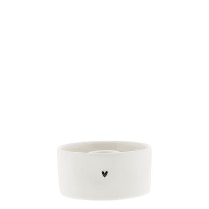 Bastion Collections Kerzenhalter Round Weiss mit Herz – Vorderansicht