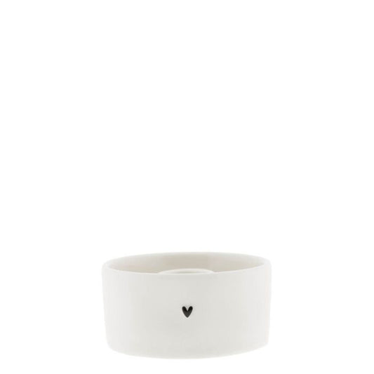 Bastion Collections Kerzenhalter Round Weiss mit Herz – Vorderansicht
