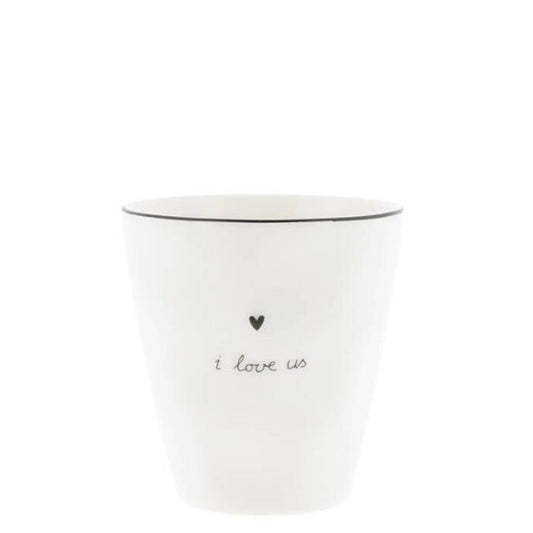 Bastion Collections Becher Weiss mit Schriftzug I Love Us – Vorderansicht