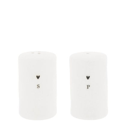 Salz & Pfeffer Set Bastion Collections Weiss Herz, Geschirr aus Steinzeug