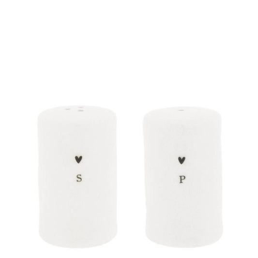 Salz & Pfeffer Set Bastion Collections Weiss Herz, Geschirr aus Steinzeug