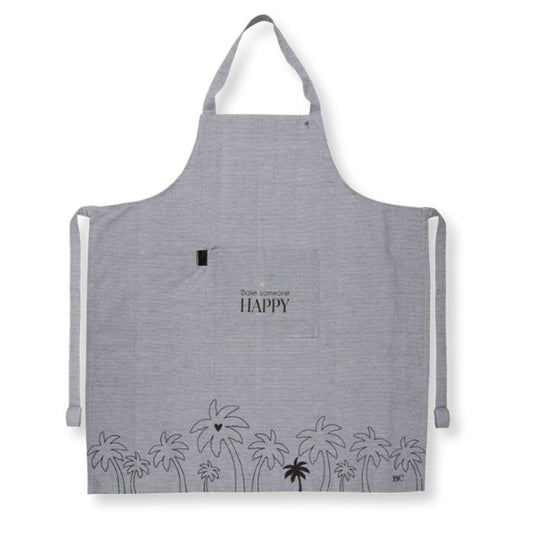 Bastion Collections Koch & Party Schürze Bake someone happy in Schwarz/Weiss – Vorderansicht