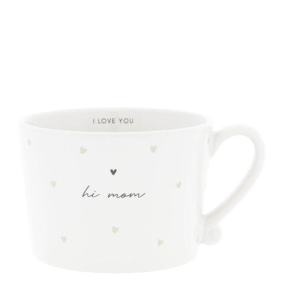 Bastion Collections Tasse Weiss mit „Hi Mom“ – Vorderansicht