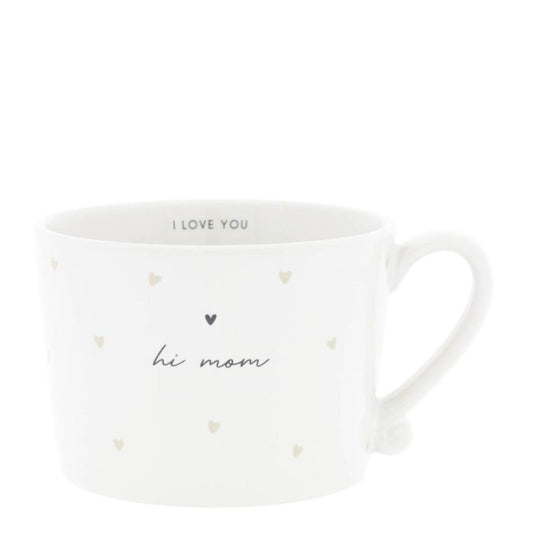 Bastion Collections Tasse Weiss mit „Hi Mom“ – Vorderansicht