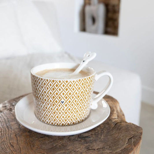 Bastion Collections Tasse Weiss dekorativ mit Kaffee