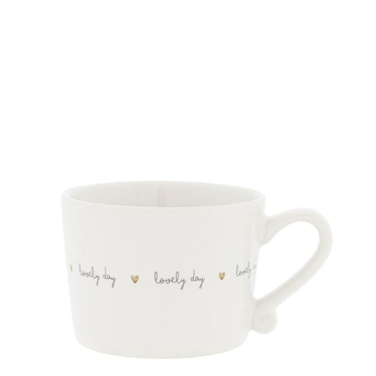 Bastion Collections kleine Tasse Weiss mit „Lovely Day“ – Vorderansicht