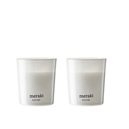 Meraki Duftkerze Fresh Linen im weißen Glasbehälter