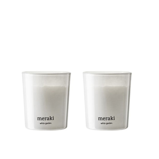 Meraki Duftkerze White Garden im weißen Glasbehälter
