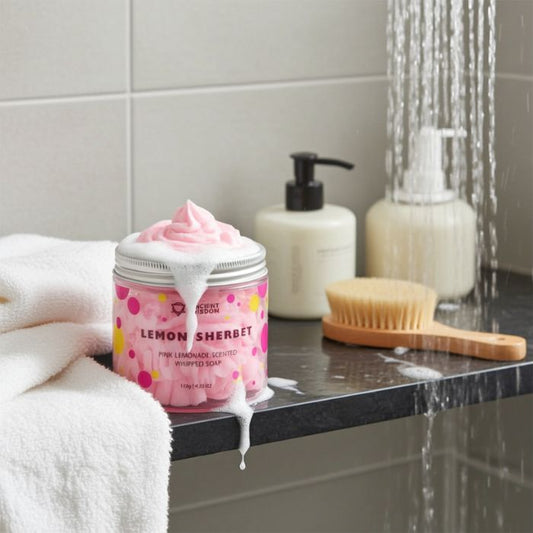  Fruchtige Duschseife mit Pink-Lemonade-Duft – vegan & handgemacht in Szene gesetzt