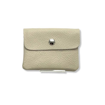 Kleine Leder-Geldbörse aus Italien in Beige – Frontansicht