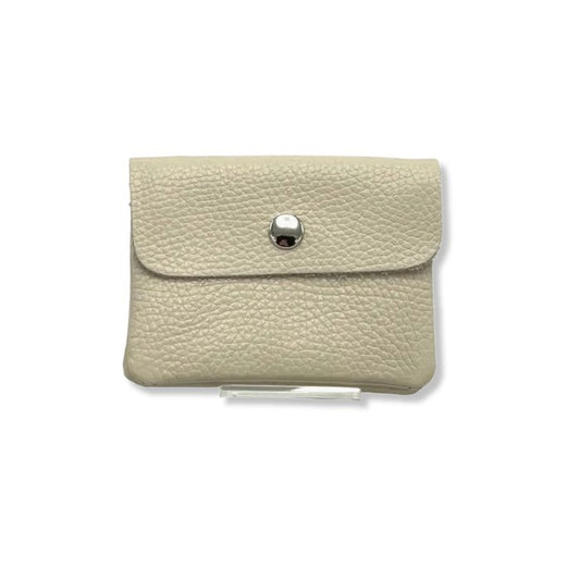 Kleine Leder-Geldbörse aus Italien in Beige – Frontansicht