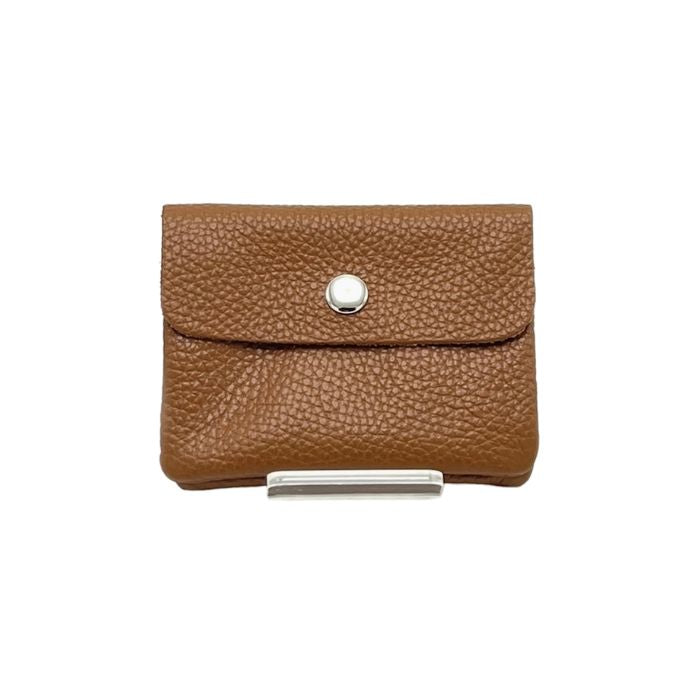 Kleine Leder-Geldbörse aus Italien in Braun – Frontansicht