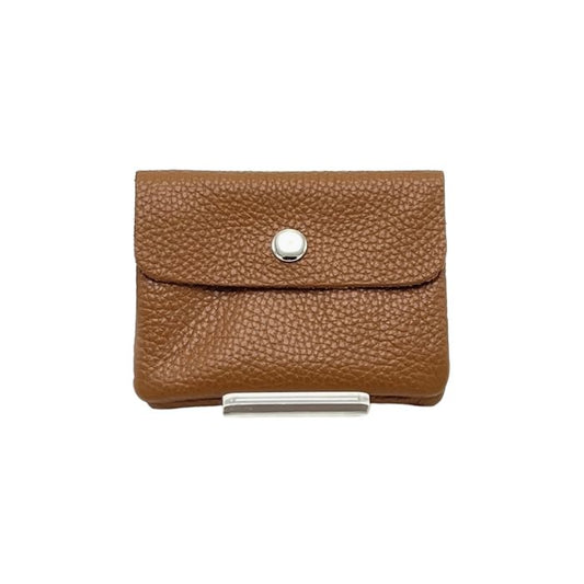 Kleine Leder-Geldbörse aus Italien in Braun – Frontansicht