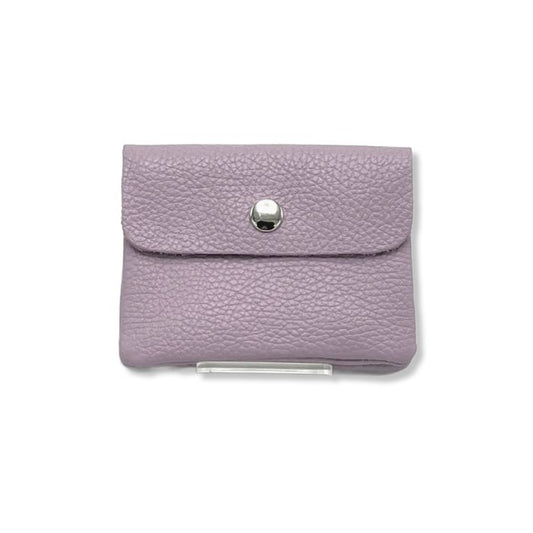 Kleine Leder-Geldbörse aus Italien in Flieder – Frontansicht