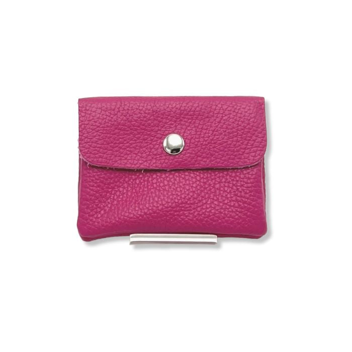 Kleine Leder-Geldbörse aus Italien in Fuchsia – Frontansicht