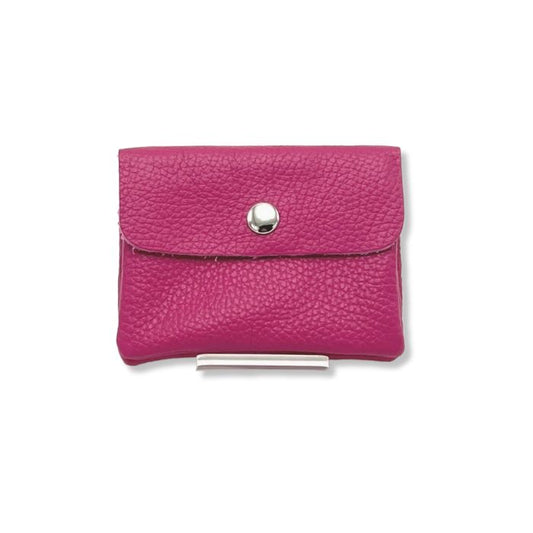Kleine Leder-Geldbörse aus Italien in Fuchsia – Frontansicht