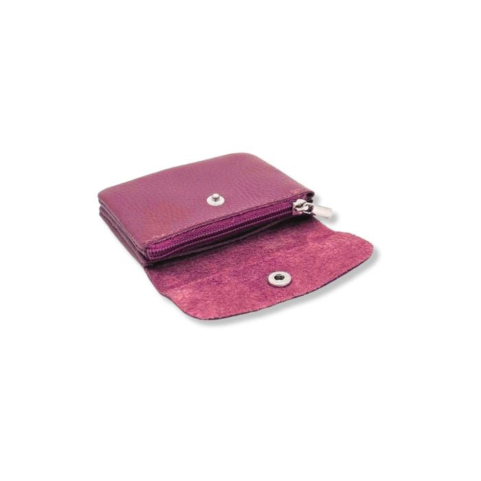 Kleine Leder-Geldbörse aus Italien in Fuchsia – Innenansicht (Farbabweichung möglich)