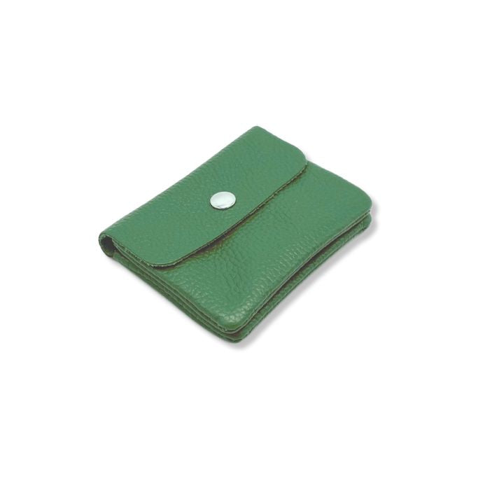 Kleine Leder-Geldbörse aus Italien in Grün – Seitenansicht