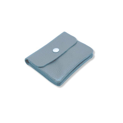 Kleine Leder-Geldbörse aus Italien in hellem Blau – Seitenansicht