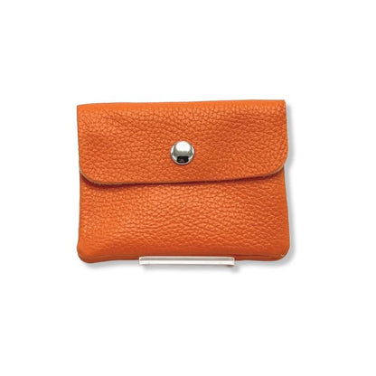 Kleine Leder-Geldbörse aus Italien in Orange – Frontansicht