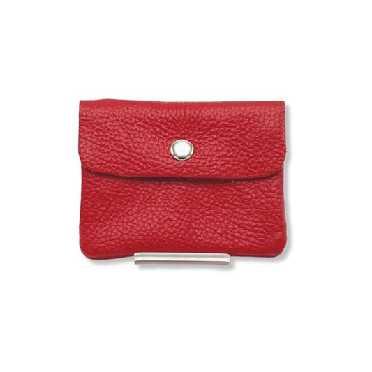 Kleine Leder-Geldbörse aus Italien in Rot – Frontansicht