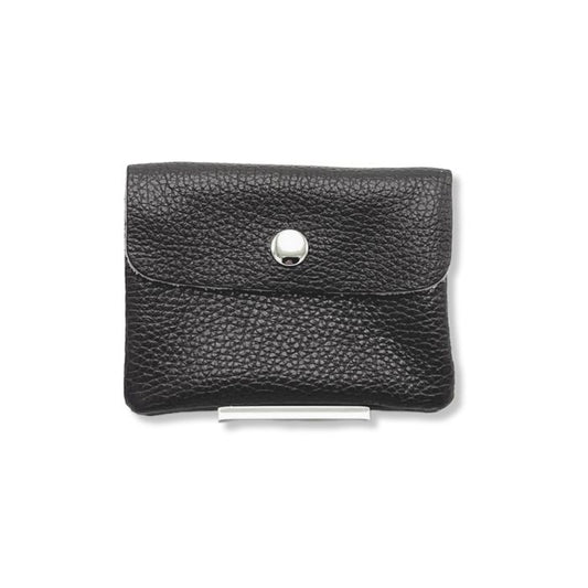Kleine Leder-Geldbörse aus Italien in Schwarz – Frontansicht