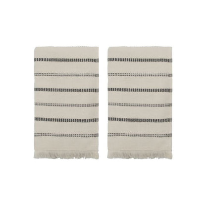 Meraki Handtuch-Set MKTrue mit schwarzen und beigen Streifen im Hammam-Stil, 2 Stück, 100 x 50 cm