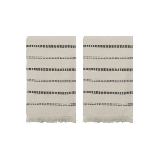 Meraki Handtuch-Set MKTrue mit schwarzen und beigen Streifen im Hammam-Stil, 2 Stück, 100 x 50 cm