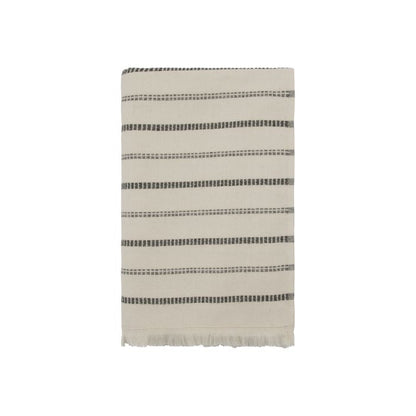Meraki Handtuch True im Hammam-Stil in Off-White mit schwarzen Streifen, 140 x 70 cm
