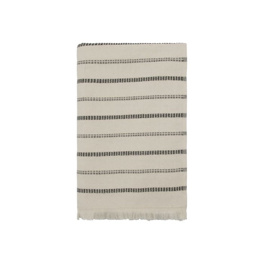 Meraki Handtuch True im Hammam-Stil in Off-White mit schwarzen Streifen, 140 x 70 cm