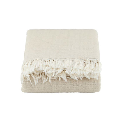 Gefaltete Baumwoll-Decke Alice in Beige von House Doctor