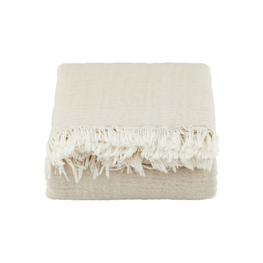 Gefaltete Baumwoll-Decke Alice in Beige von House Doctor
