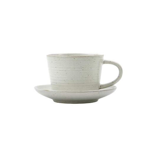 Kaffeetasse mit Untertasse aus der Serie Pion von House Doctor, grau-weiss