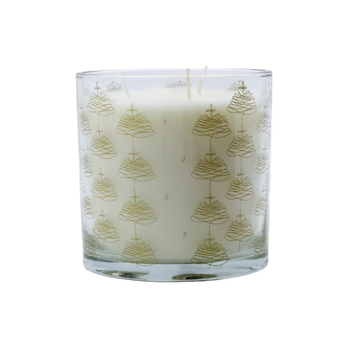 House Doctor Kerze Advent im Glas mit Goldmuster, Vorderansicht