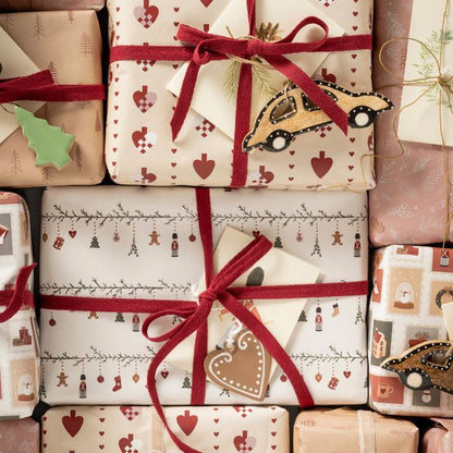 IB Laursen Fischgräten-Baumwollband Bordeaux